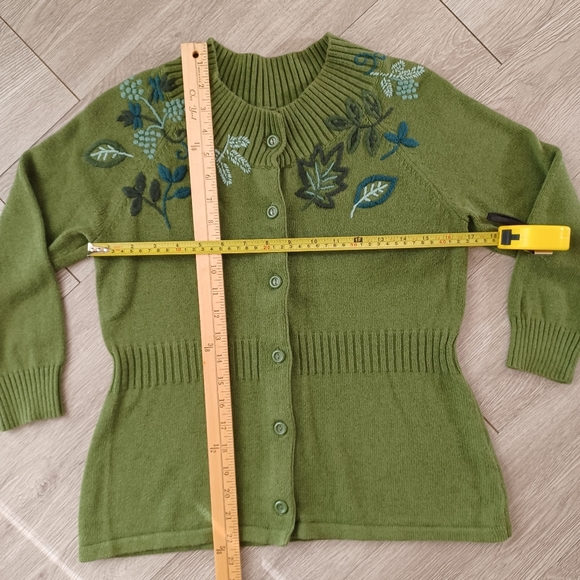 Architect Embroidered Cotton Wool Blend Button Down Cardigan Sweater - Picture 11 of 14